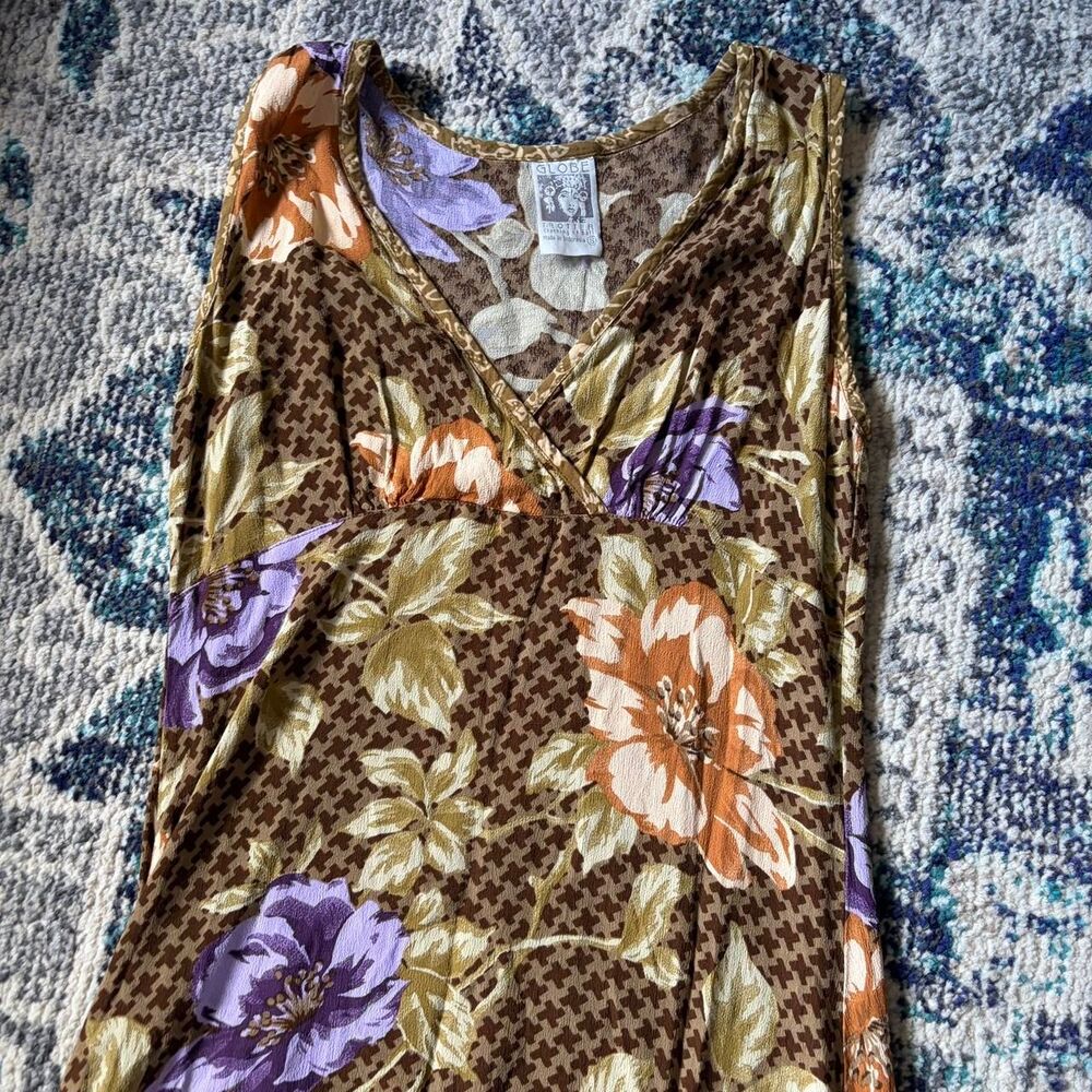 Globe-trotter Women's Brown and Cream Dress vintage 90s dress size small - Picture 2 of 6